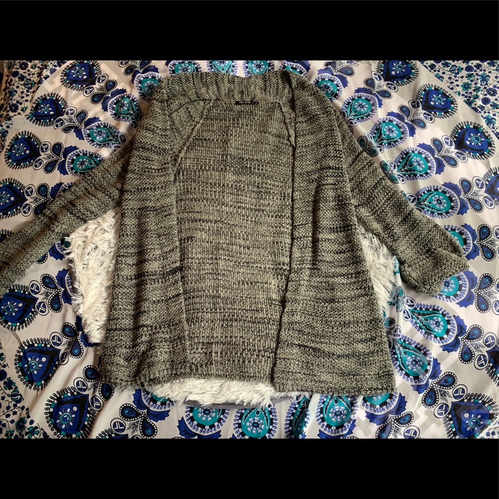gray cardigan